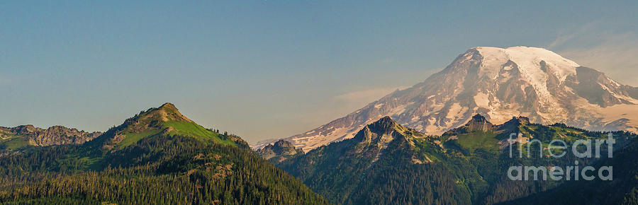 Aerial Mount Rainier and Tatoosh Range Panorama Photograph by Mike Reid