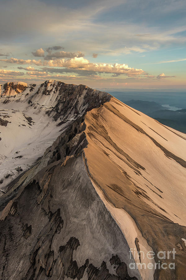 Aerial Mount St Helens Along the Craters Edge Photograph by Mike Reid
