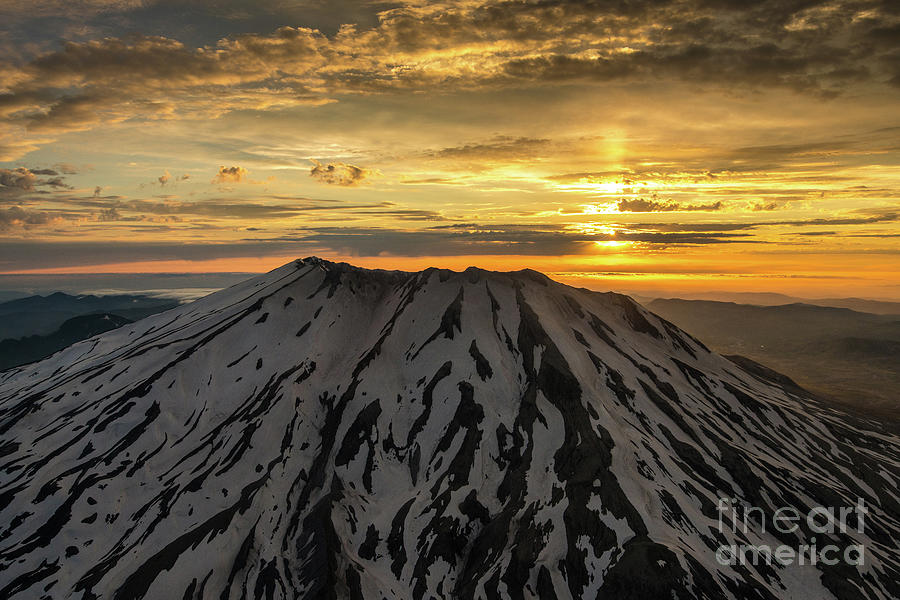 Aerial Mount St Helens Sunset Photograph by Mike Reid