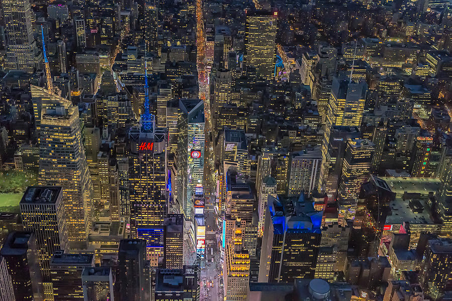 Times Square Photograph - Aerial New York City 42nd Street by Susan Candelario