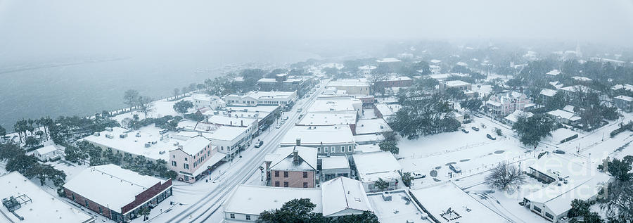 Aerial of Beaufort, South Carolina during rare snowstorm. Photograph by ...