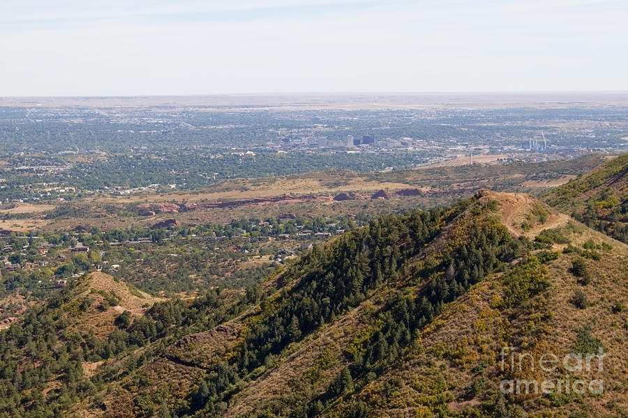 Aerial of Colorado Springs from the Red Mountain Trail Photograph by Steven Krull