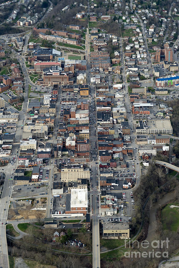 Aerial of high street downtown Morgantown Photograph by Dan Friend