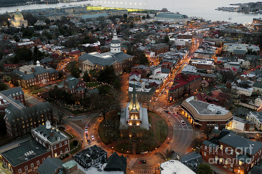 Aerial Of Historic Annapolis And The Naval Academy Photograph By Bill Cobb