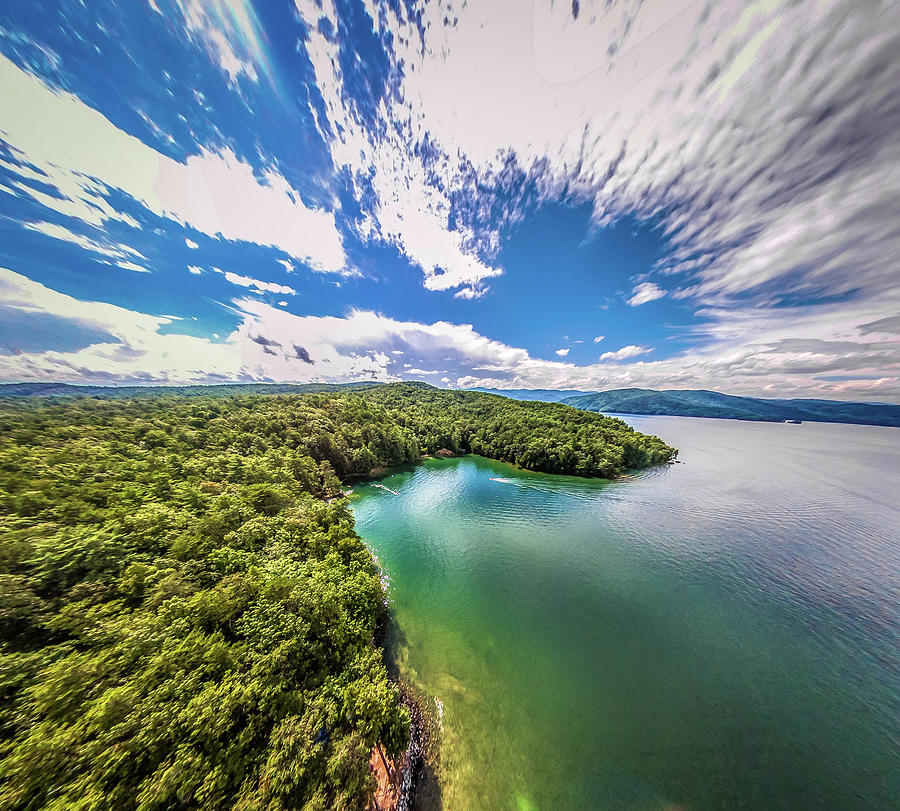 aerial of South Carolina Lake Jocassee Gorges Upstate Mountains Photograph by Alex Grichenko