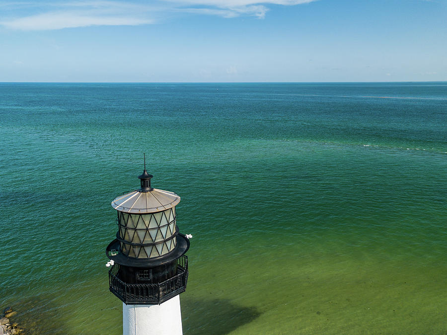 Aerial Of The Cape Florida Lighthouse And Reefs Photograph