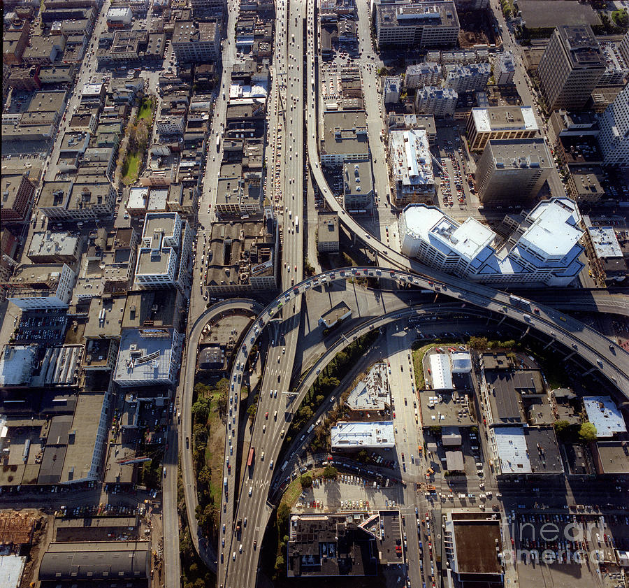 Aerial of the Maze near the Bay Bridge, San Francisco Photograph by Wernher Krutein