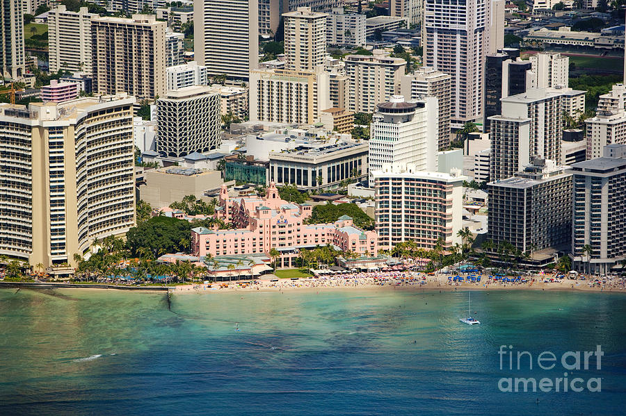 Aerial of Waikiki Hotels Photograph by Ron Dahlquist - Printscapes