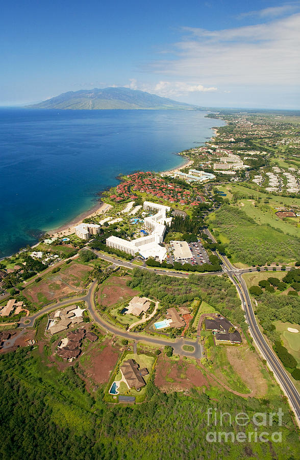 Aerial of Wailea Coastline Photograph by Ron Dahlquist - Printscapes ...