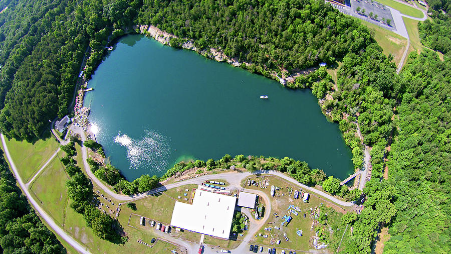 Aerial Over Blue Stone Quarry In North Carolina Photograph by Alex Grichenko