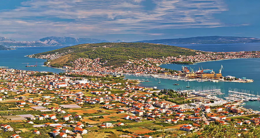 Aerial panorama of Trogir and Ciovo island Photograph by Brch Photography
