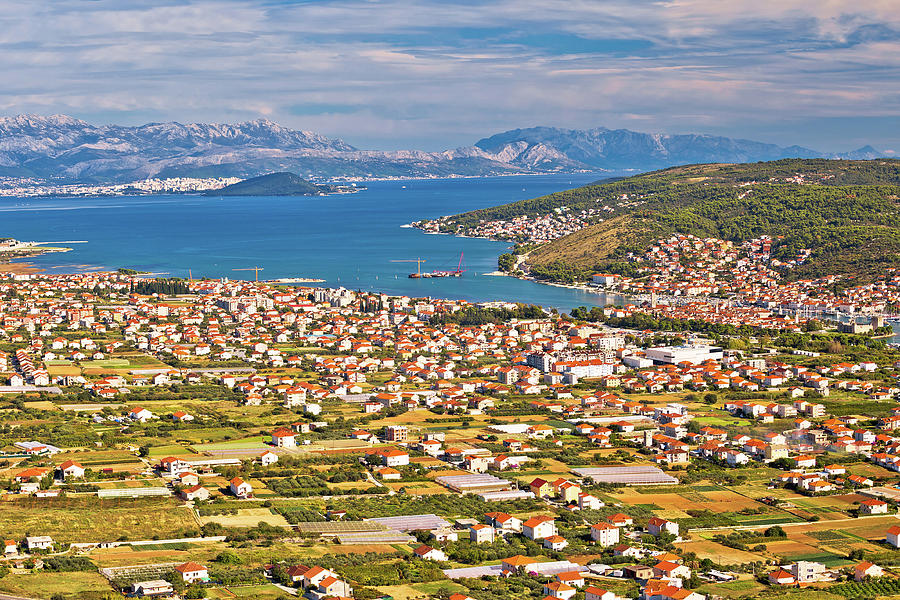 Aerial panorama of Trogir and Kastela bay Photograph by Brch Photography