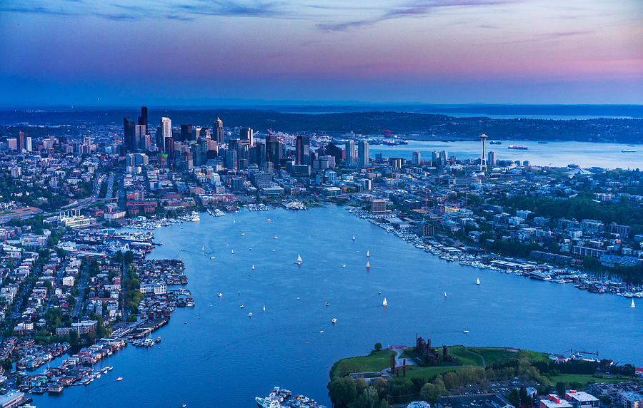 Aerial Seattle And Lake Union Photograph by Mike Reid