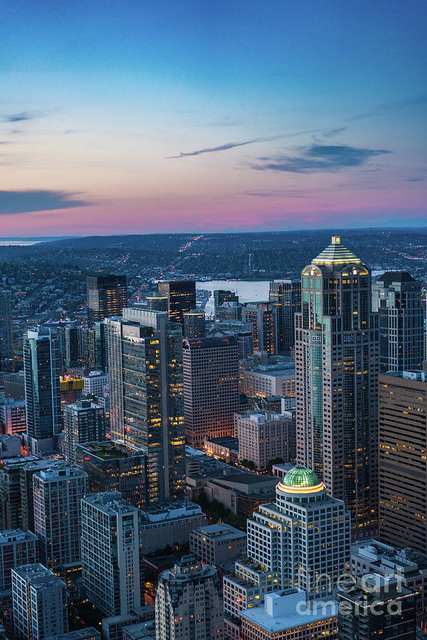Seattle Photograph - Aerial Seattle Downtown Buildings by Mike Reid