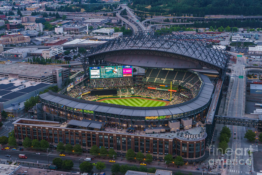 Aerial Seattle Safeco Field Mariners Photograph by Mike Reid