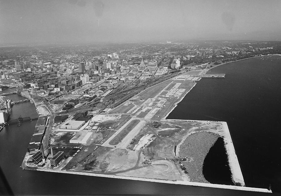 Aerial Shot of Milwaukee Wisconsin Shoreline - 1961 Photograph by Chicago and North Western Historical Society