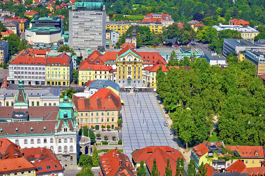 Aerial skyline of Ljubljana city Photograph by Brch Photography