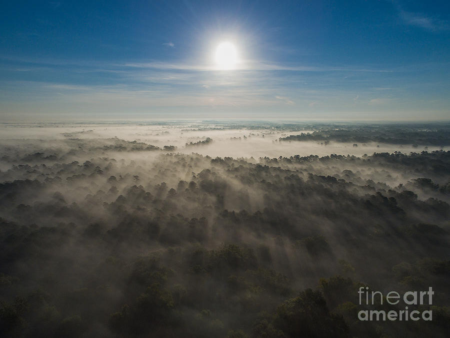 Aerial Sunrise Over Fog Photograph