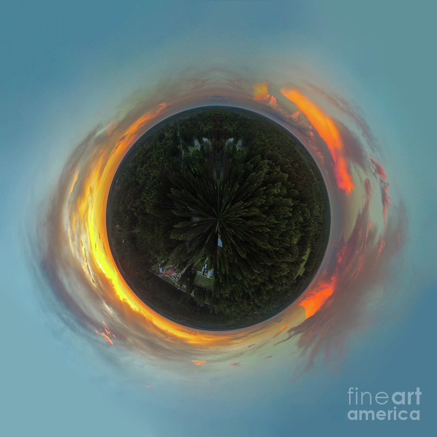 Aerial Tiny Planet Sunset After Thunderstorms Photograph by Kimberly Blom-Roemer