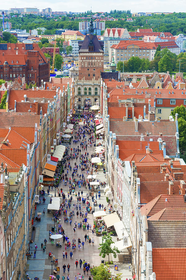 Aerial view at the old city in Gdansk, Poland Photograph by Marek Poplawski