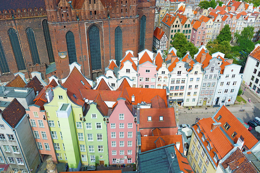 Aerial view at the old city of Gdansk in Poland Photograph by Marek Poplawski