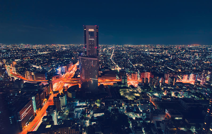 Aerial View Cityscape At Night In Tokyo Japan Photograph By Michiko Tierney