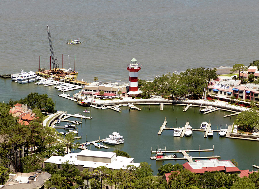 Aerial view Harbour Town Lighthouse in Hilton Head Island Photograph by Carol Highsmith