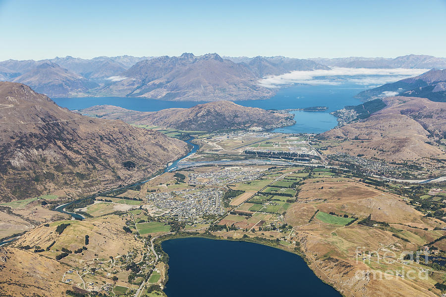 Aerial view lake Wakatipu in New Zealand Photograph by Didier Marti