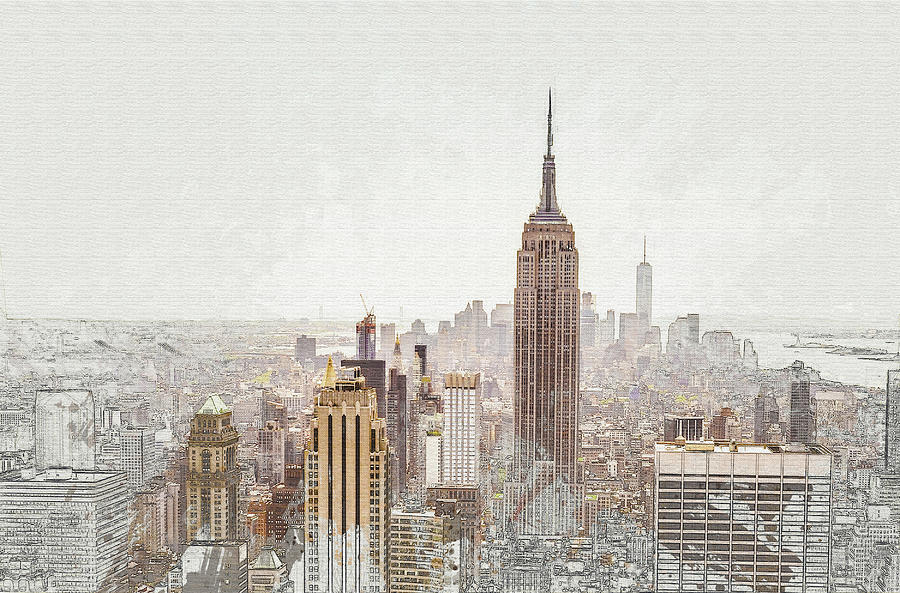  aerial view Manhattan Digital Art by Don Kuing