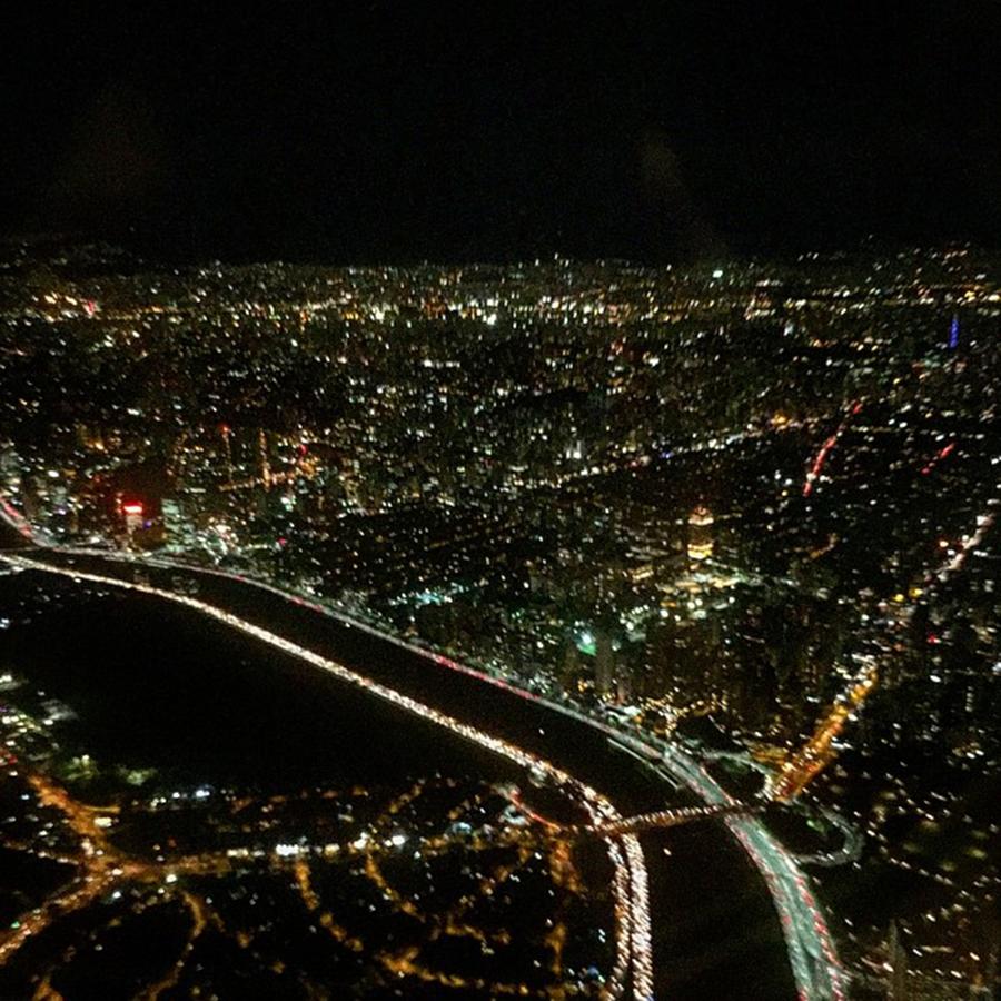 Airplane Photograph - Aerial View Night Marginal Pinheiros - by Kiko Lazlo Correia