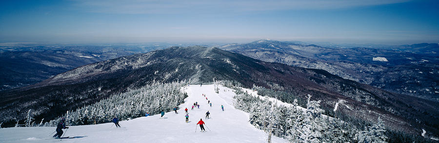 Aerial View Of A Group Of People Skiing Photograph by Panoramic Images
