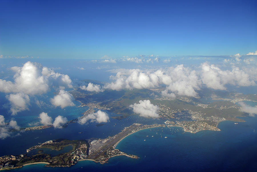 Ships Photograph - Aerial view of Caribbean island of St Maarten  by Reimar Gaertner