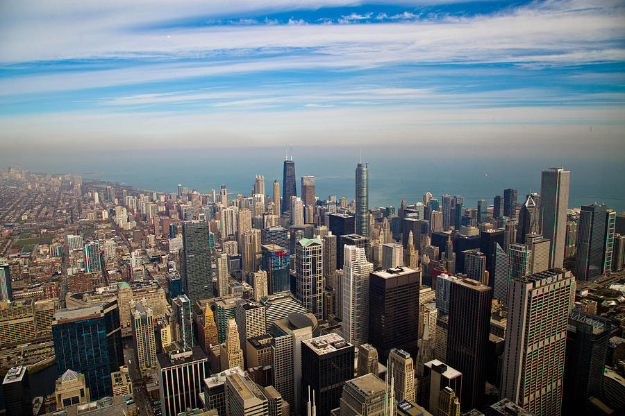 Aerial View of Chicago Photograph by Lev Kaytsner