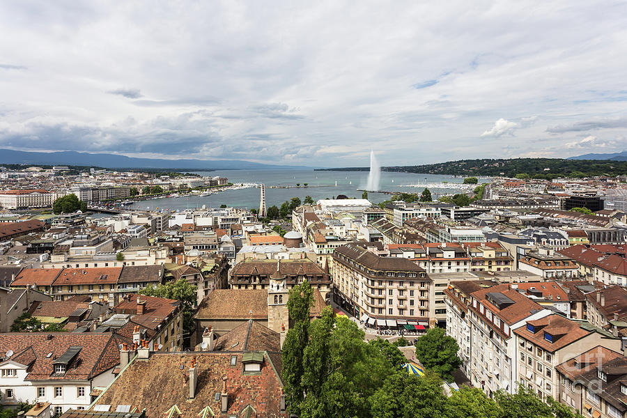 Aerial view of Geneva, Switzerland Photograph by Didier Marti