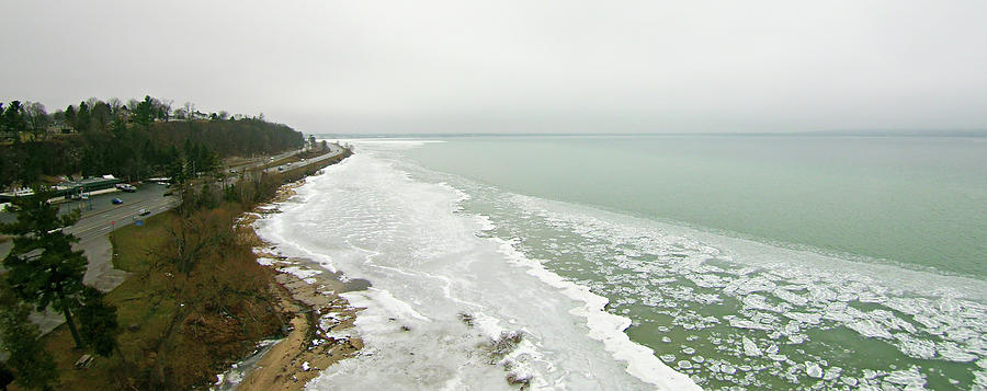 Aerial View Of Lake Michigan At Acme Roadside Park Photograph by Alex Grichenko