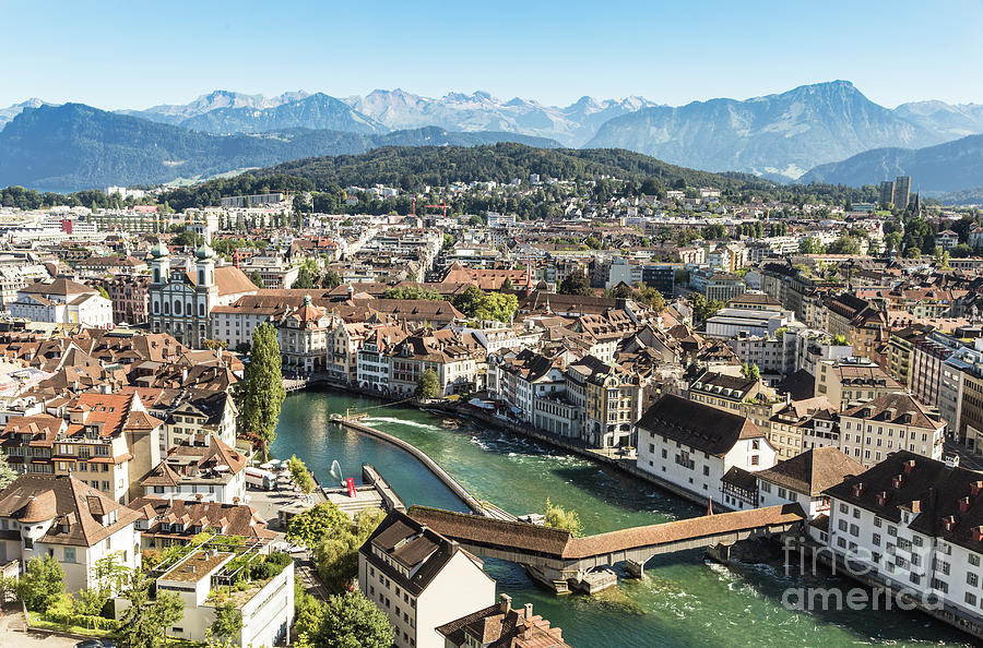 Aerial View Of Lucerne In Switzerland. Photograph By Didier Marti 