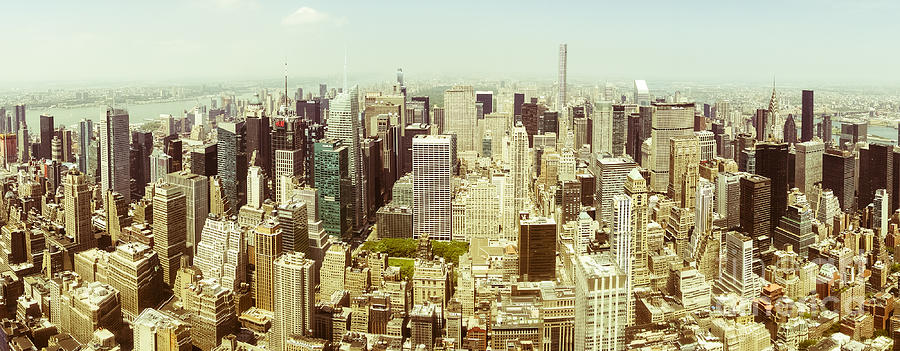 Aerial View of Manhattan Digital Art by Perry Van Munster