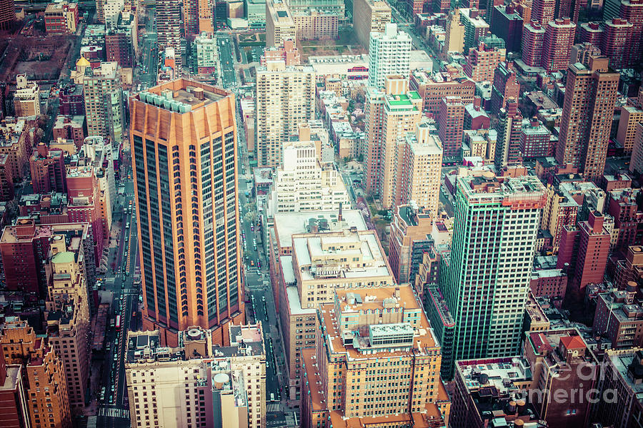 Aerial View Of Manhattan Skyline At Sunset, New York City Photograph