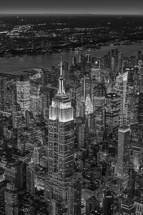 Empire State Building Photograph - Aerial View Of The Empire State Building BW by Susan Candelario