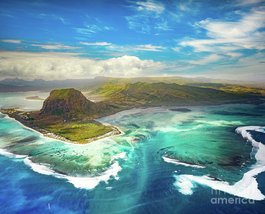 Aerial View Of The Underwater Waterfall. Mauritius Photograph