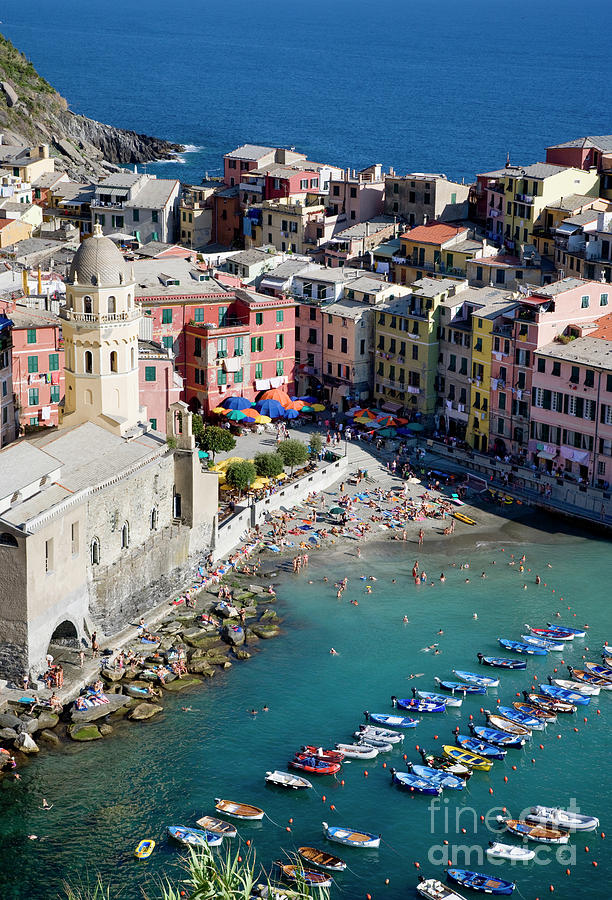 Italy Photograph - Aerial view of Vernazza, Cinque Terre, Liguria, Italy by Damian Davies Italy Photograph - Aerial view of Vernazza, Cinque Terre, Liguria, Italy by Damian Davies