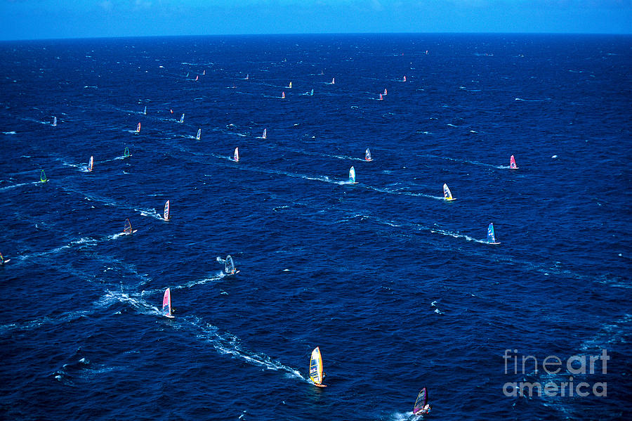 Aerial Photograph - Aerial View Of Windsurfer by Erik Aeder - Printscapes