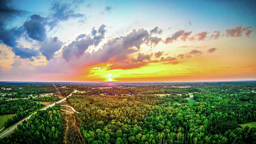 Aerial view over york south carolina at sunset  Photograph by Alex Grichenko