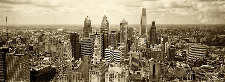 Philadelphia Photograph - Aerial View Philadelphia Skyline Wth City Hall by Jack Paolini
