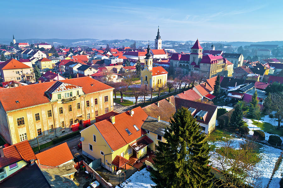 Aerial winter view of Krizevci Photograph by Brch Photography