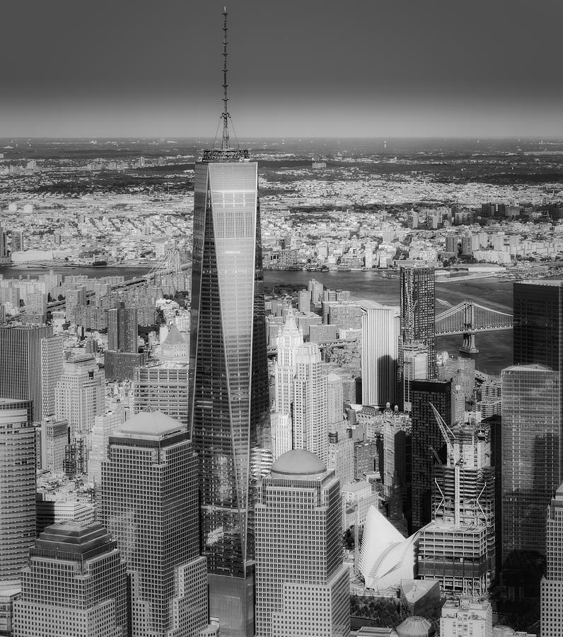 Aerial World Trade Center WTC BW Photograph by Susan Candelario