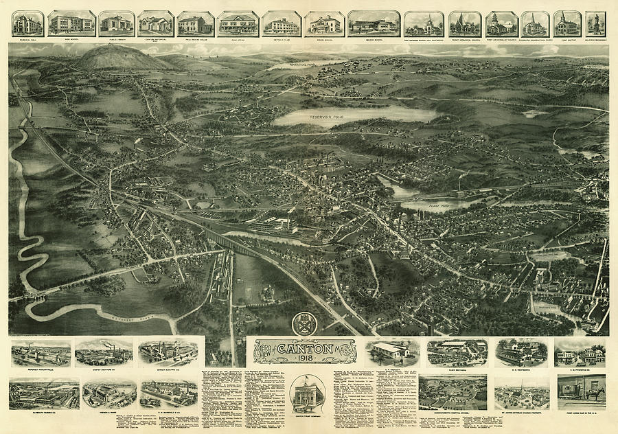 Map Mixed Media - Aero view of Canton, Mass by Bailey