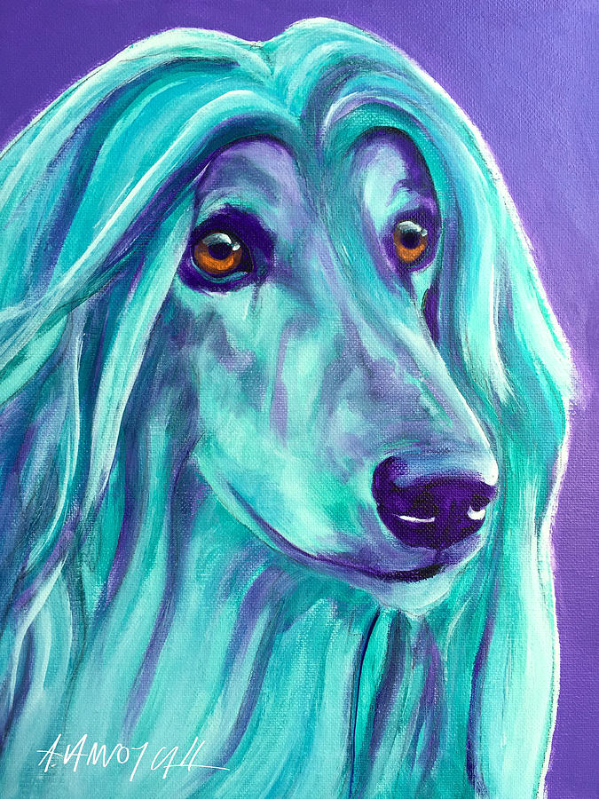 Afghan Hound - Aqua Painting by Dawg Painter