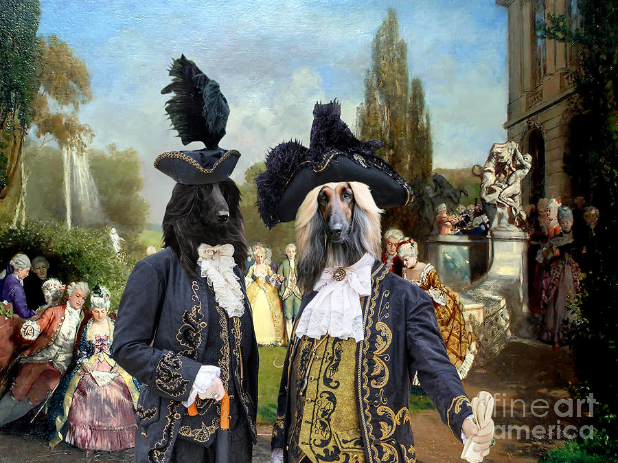 Afghan Hound Art Canvas Print - The Garden Royal Party Painting by Sandra Sij