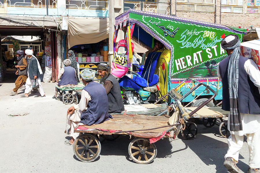 Afghan Men on Push Cart Photograph by SR Green